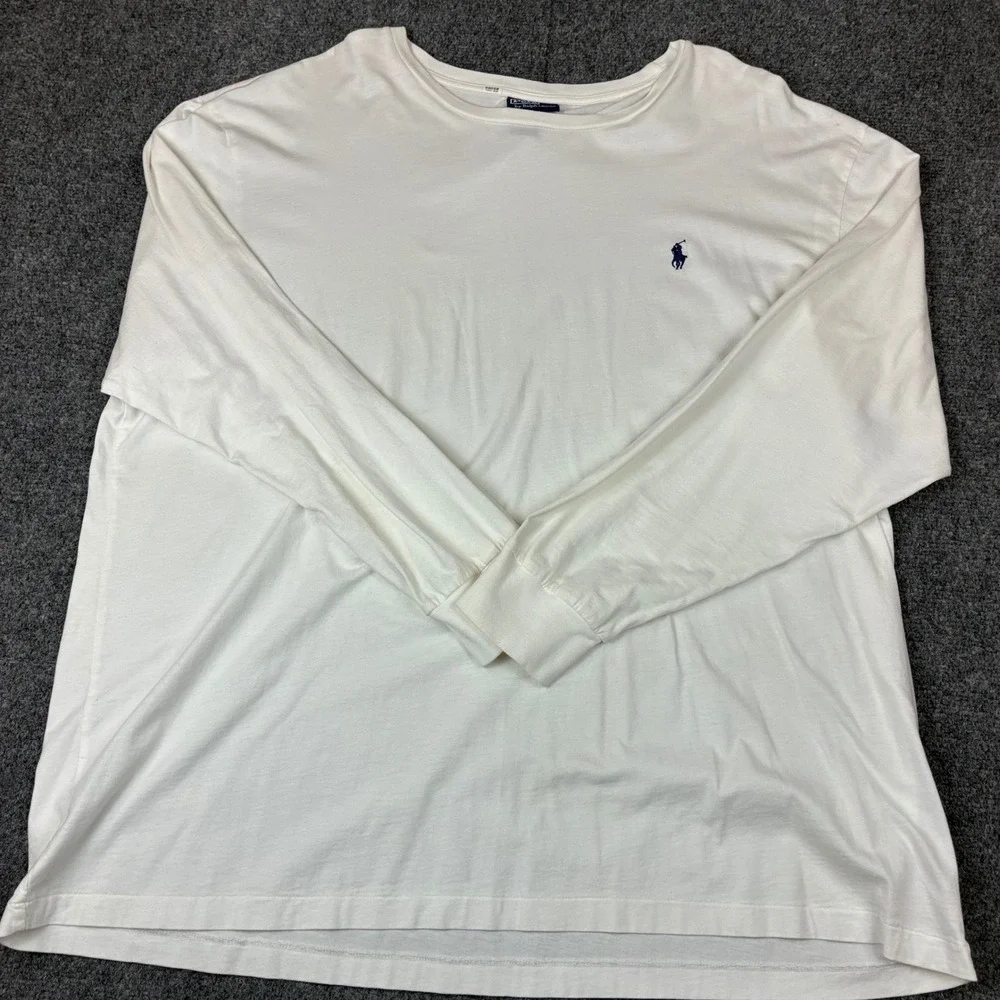 Polo Ralph Lauren Mens XXL White Long Sleeve T-Shirt Cotton Pony Logo Classic